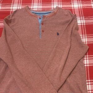 U.S. Polo Assn. Red and Blue Striped Henley Shirt